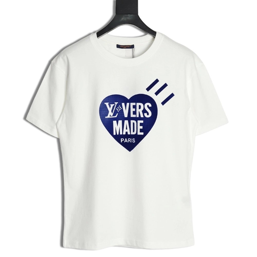 Louis Vuitton Heart Flocked Print ShortSleeve,Louis Vuitton T Shirt,Tshirt,APPAREL
