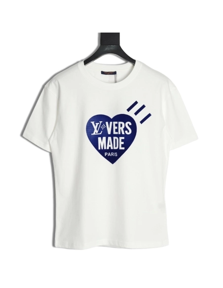 Louis Vuitton Heart Flocked Print ShortSleeve,Louis Vuitton T Shirt,Tshirt,APPAREL