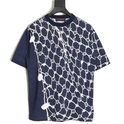 Louis Vuitton Fishnet Jacquard Knit ShortSleeve,Louis Vuitton T Shirt,Tshirt,APPAREL