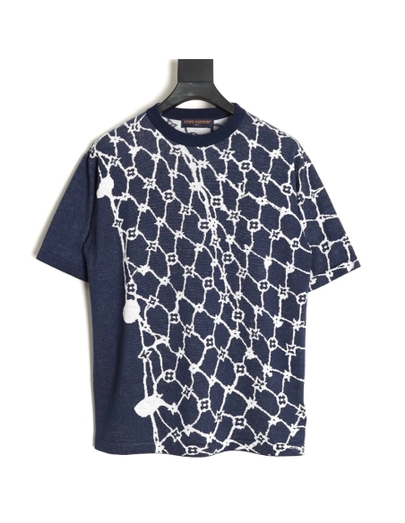 Louis Vuitton Fishnet Jacquard Knit ShortSleeve,Louis Vuitton T Shirt,Tshirt,APPAREL