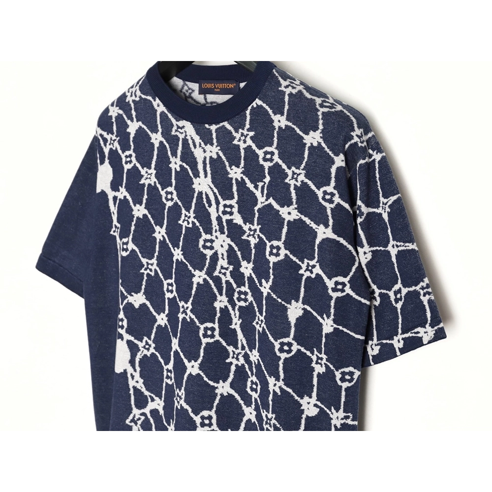 Louis Vuitton Fishnet Jacquard Knit ShortSleeve,Louis Vuitton T Shirt,Tshirt,APPAREL