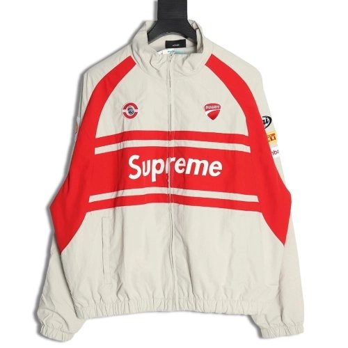 Supreme Ducati Collaboration LogoPrint ColorBlock Track Jacket,Supreme Jacket,Jacket,APPAREL