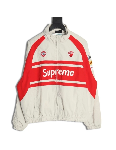 Supreme Ducati Collaboration LogoPrint ColorBlock Track Jacket,Supreme Jacket,Jacket,APPAREL