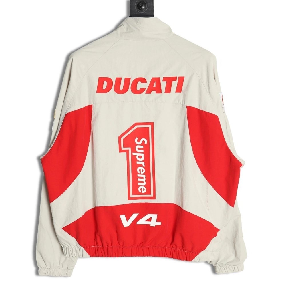 Supreme Ducati Collaboration LogoPrint ColorBlock Track Jacket,Supreme Jacket,Jacket,APPAREL