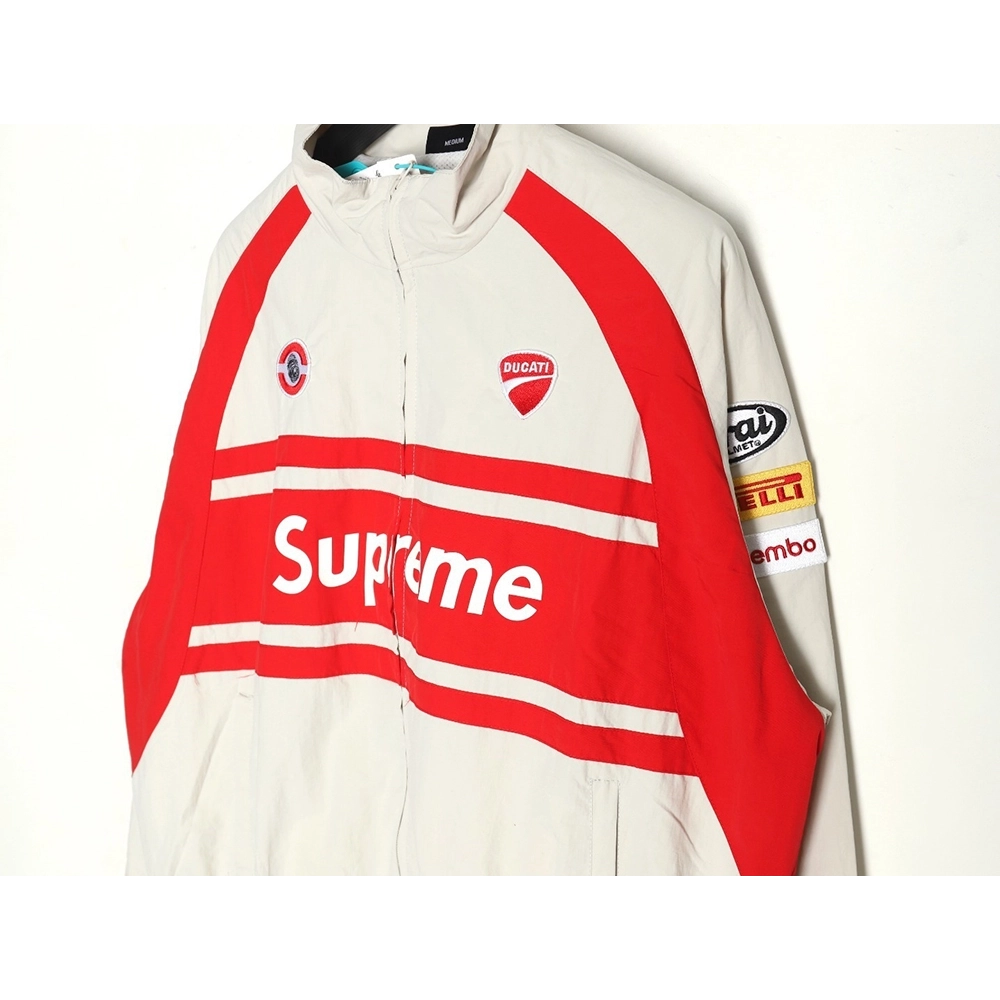 Supreme Ducati Collaboration LogoPrint ColorBlock Track Jacket,Supreme Jacket,Jacket,APPAREL