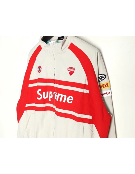 Supreme Ducati Collaboration LogoPrint ColorBlock Track Jacket,Supreme Jacket,Jacket,APPAREL