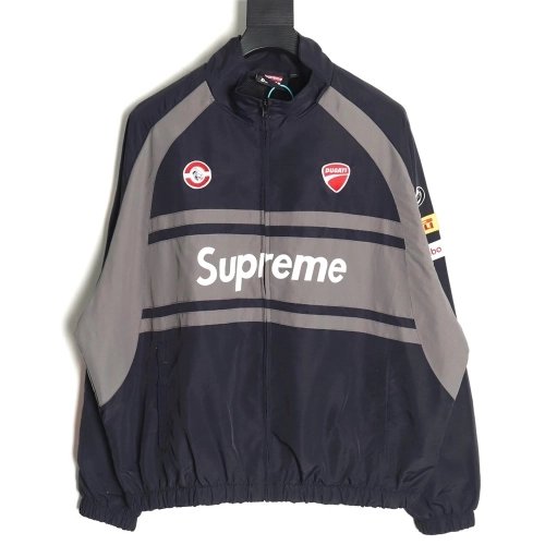 Supreme Ducati Collaboration LogoPrint ColorBlock Track Jacket,Supreme Jacket,Jacket,APPAREL