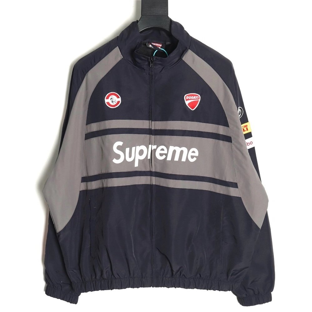 Supreme Ducati Collaboration LogoPrint ColorBlock Track Jacket,Supreme Jacket,Jacket,APPAREL