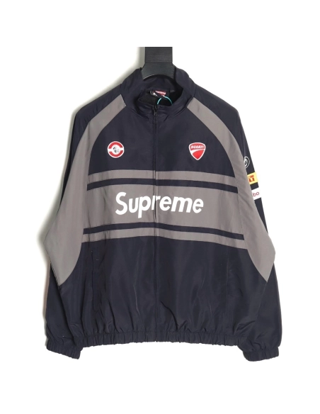 Supreme Ducati Collaboration LogoPrint ColorBlock Track Jacket,Supreme Jacket,Jacket,APPAREL