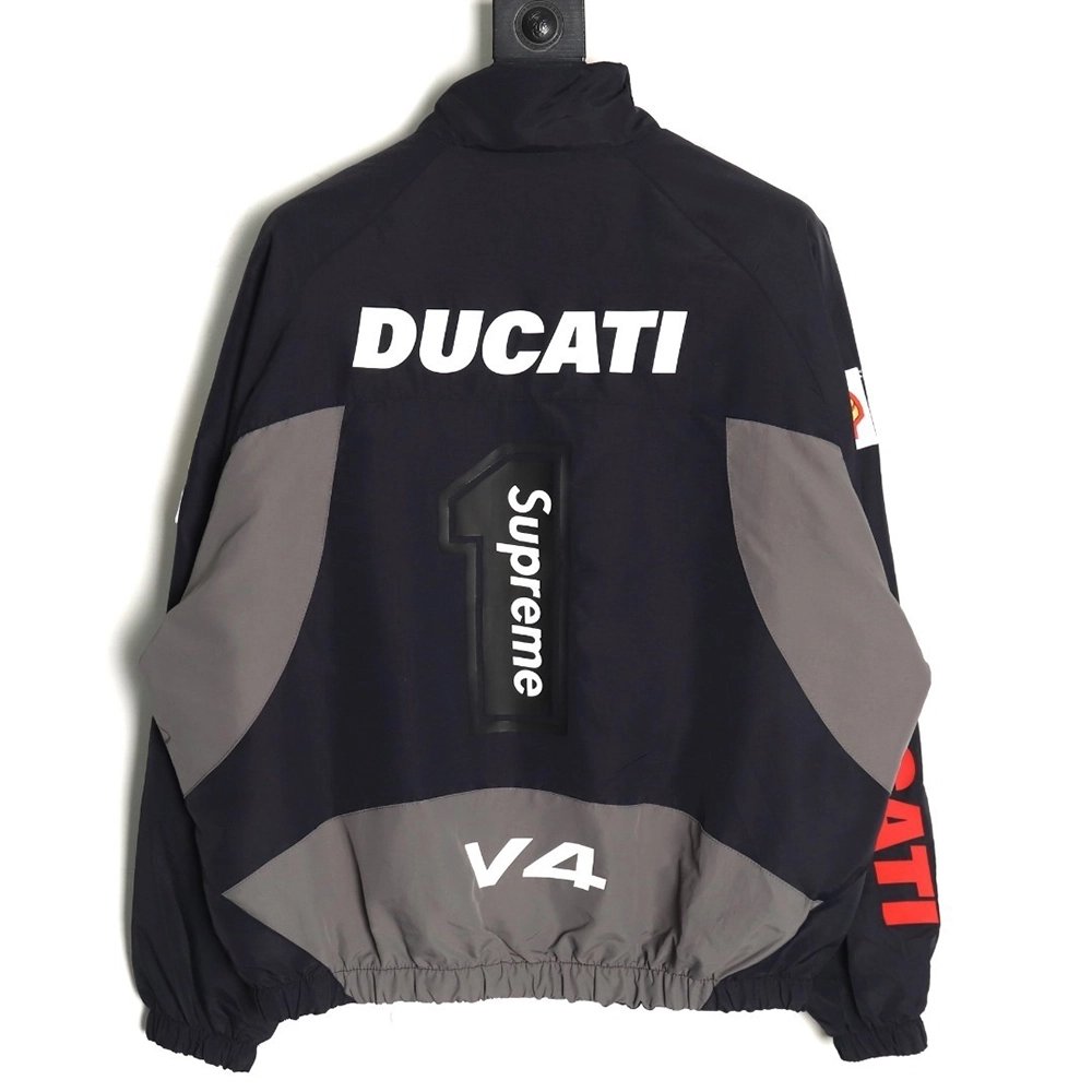 Supreme Ducati Collaboration LogoPrint ColorBlock Track Jacket,Supreme Jacket,Jacket,APPAREL