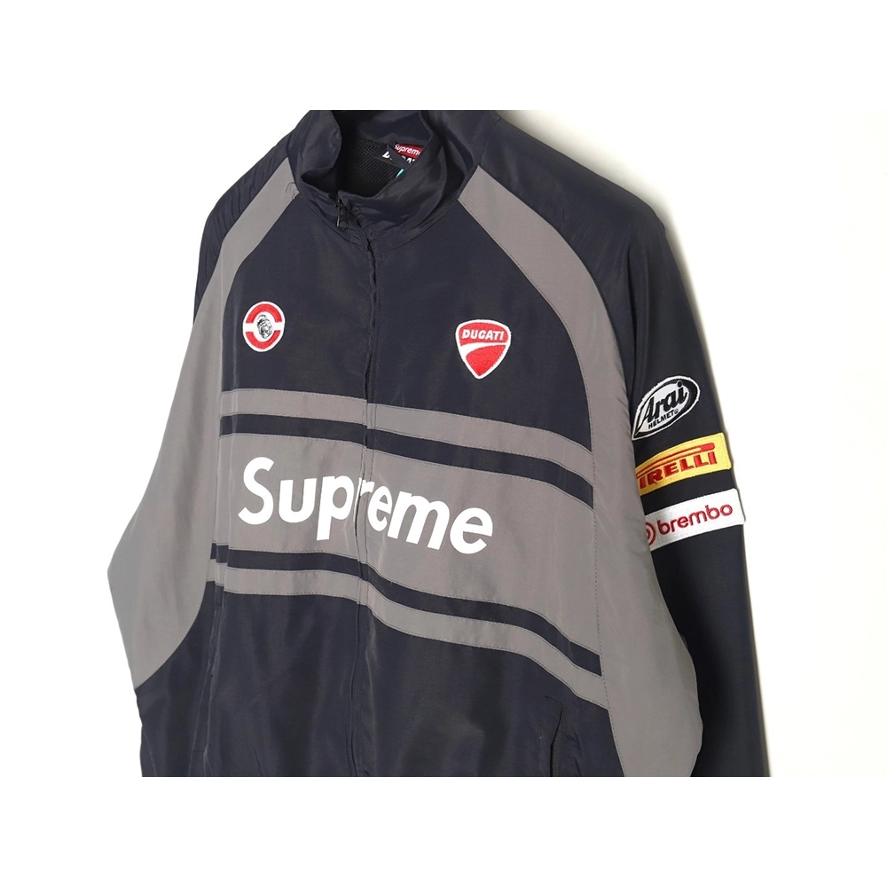 Supreme Ducati Collaboration LogoPrint ColorBlock Track Jacket,Supreme Jacket,Jacket,APPAREL