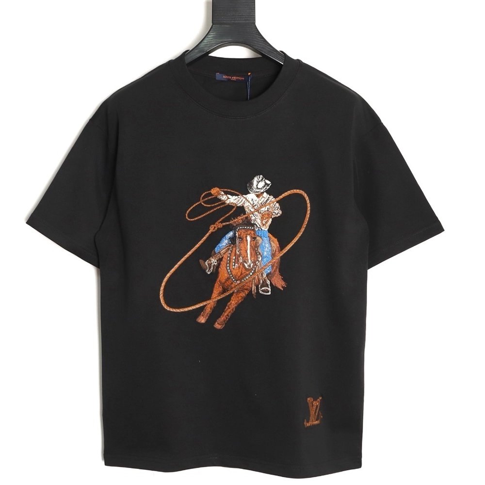 Louis Vuitton Western Cowboy Embroidered ShortSleeve TShirt,Louis Vuitton T Shirt,Tshirt,APPAREL