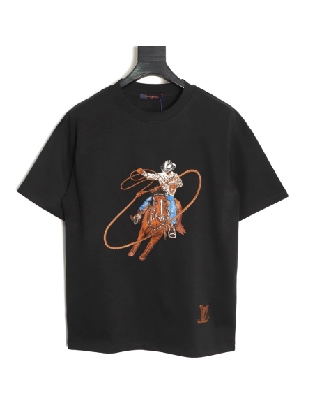 Louis Vuitton Western Cowboy Embroidered ShortSleeve TShirt,Louis Vuitton T Shirt,Tshirt,APPAREL
