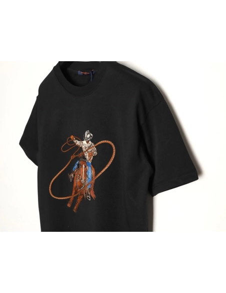 Louis Vuitton Western Cowboy Embroidered ShortSleeve TShirt,Louis Vuitton T Shirt,Tshirt,APPAREL