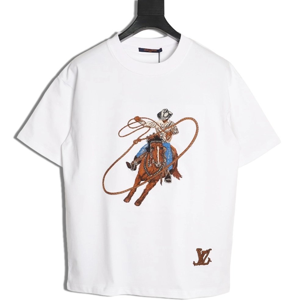 Louis Vuitton Western Cowboy Embroidered ShortSleeve TShirt,Louis Vuitton T Shirt,Tshirt,APPAREL