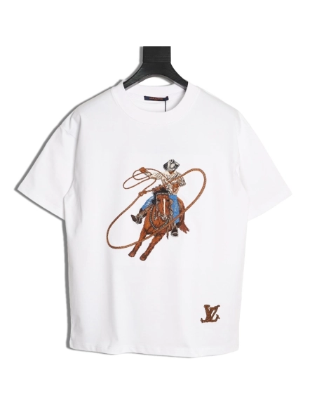 Louis Vuitton Western Cowboy Embroidered ShortSleeve TShirt,Louis Vuitton T Shirt,Tshirt,APPAREL