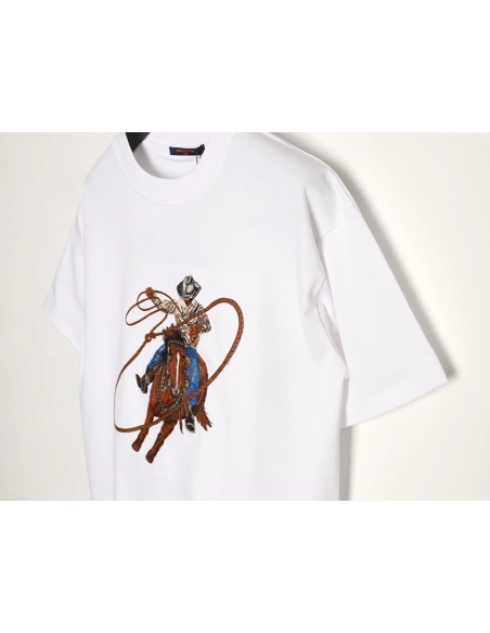 Louis Vuitton Western Cowboy Embroidered ShortSleeve TShirt,Louis Vuitton T Shirt,Tshirt,APPAREL