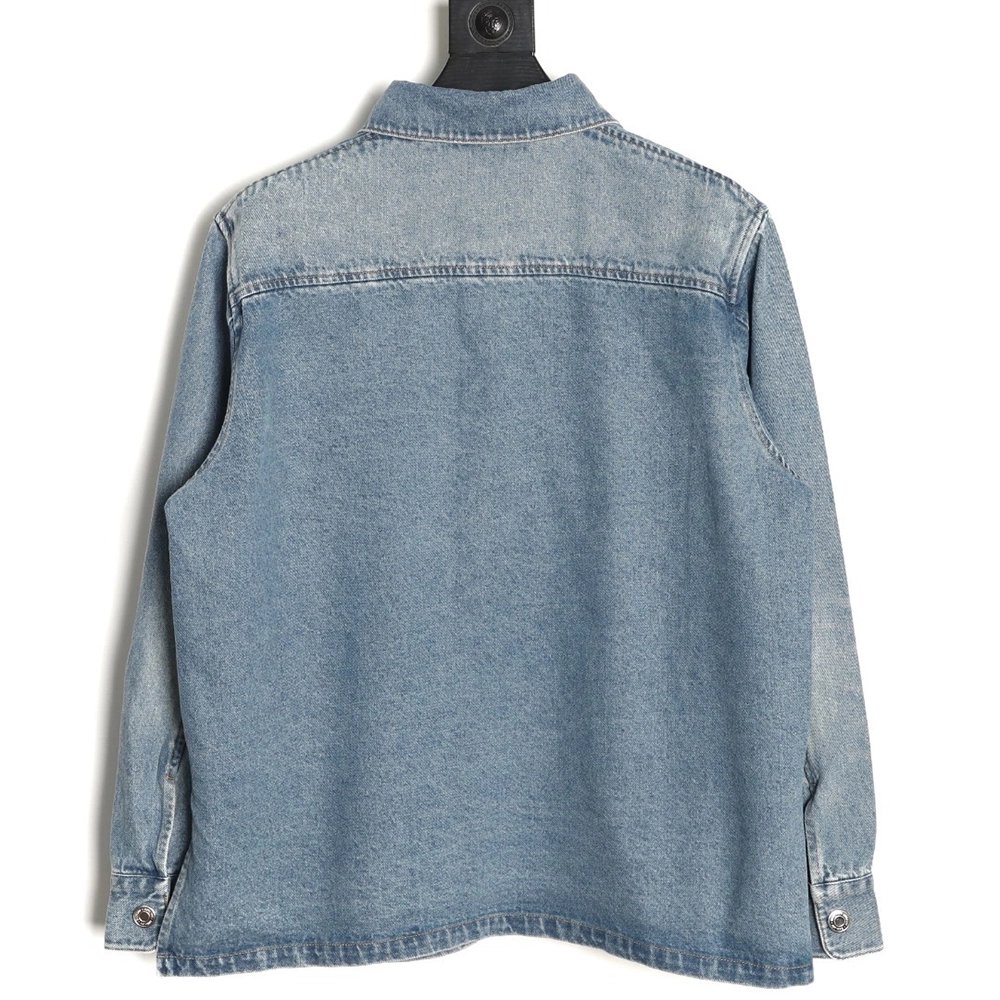 Ami Paris Woven HeartEmbroidered Denim Shirt,Ami Shirt,Shirt,APPAREL