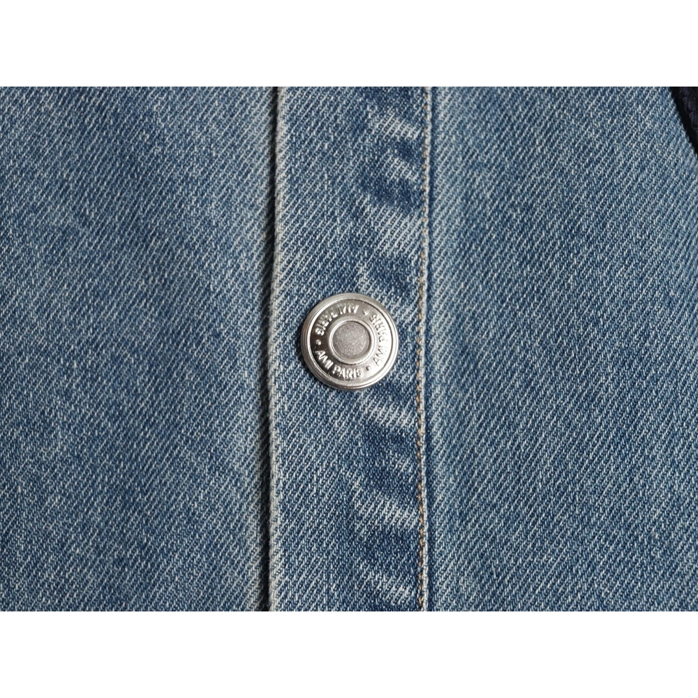 Ami Paris Woven HeartEmbroidered Denim Shirt,Ami Shirt,Shirt,APPAREL