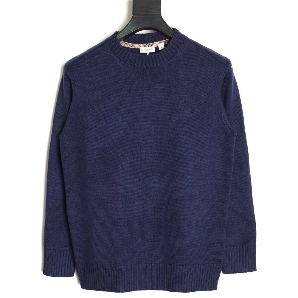 Burberry equestrian logo embroidered crew neck sweater,Burberry Sweatshirt,Sweatshirt,APPAREL