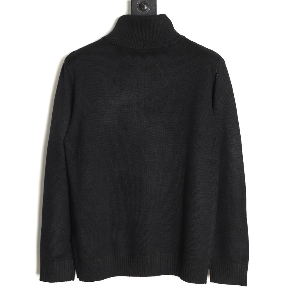 Burberry equestrian logo embroidered halfzip sweater,Burberry Sweatshirt,Sweatshirt,APPAREL