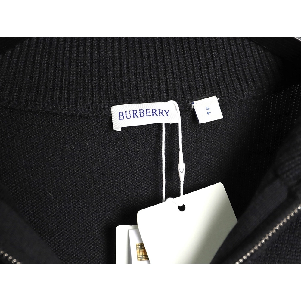 Burberry equestrian logo embroidered halfzip sweater,Burberry Sweatshirt,Sweatshirt,APPAREL