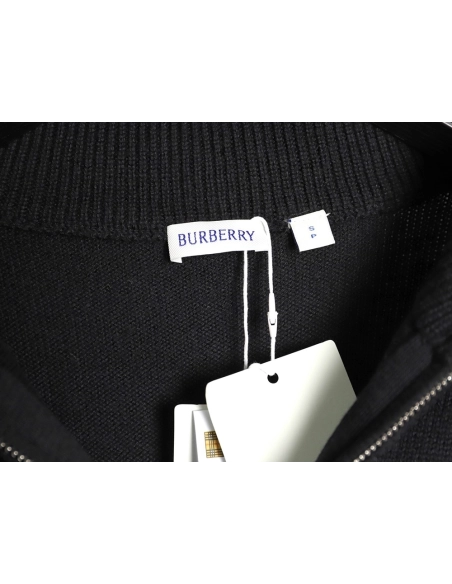 Burberry equestrian logo embroidered halfzip sweater,Burberry Sweatshirt,Sweatshirt,APPAREL