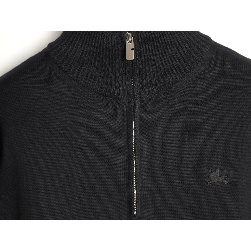 Burberry equestrian logo embroidered halfzip sweater,Burberry Sweatshirt,Sweatshirt,APPAREL