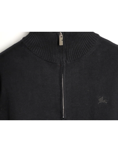 Burberry equestrian logo embroidered halfzip sweater,Burberry Sweatshirt,Sweatshirt,APPAREL