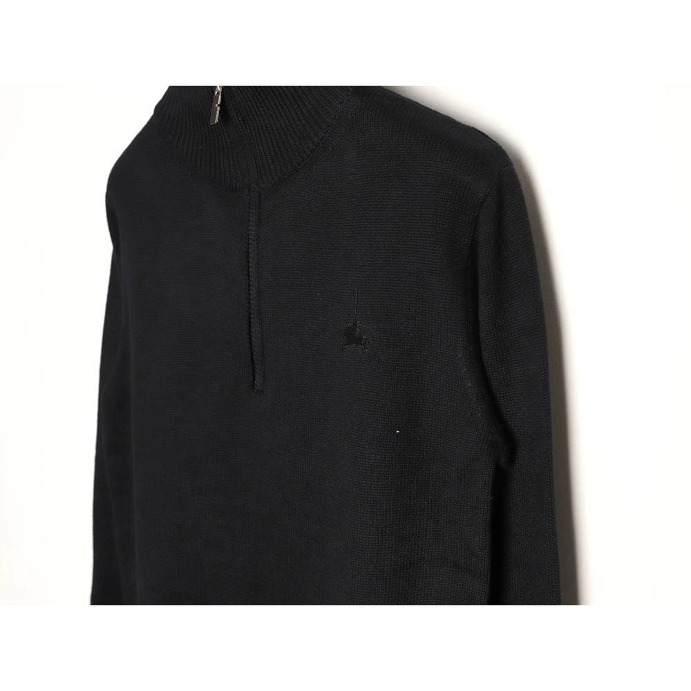 Burberry equestrian logo embroidered halfzip sweater,Burberry Sweatshirt,Sweatshirt,APPAREL