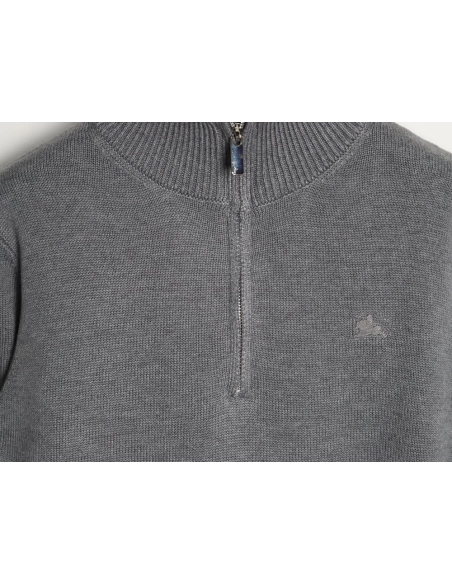 Burberry equestrian logo embroidered halfzip sweater,Burberry Sweatshirt,Sweatshirt,APPAREL