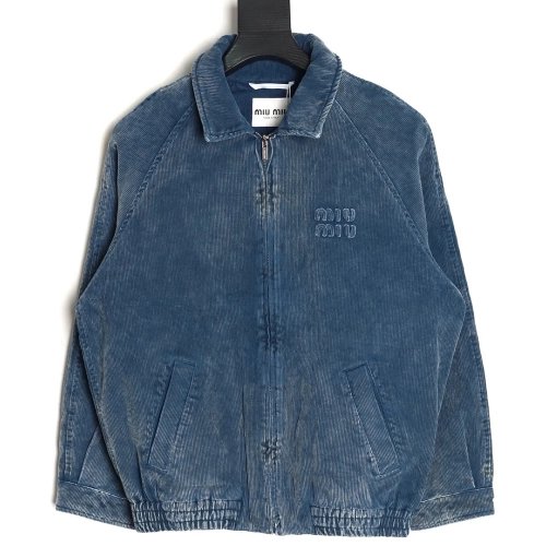 Miu Miu washed distressed corduroy cotton jacket,Miu Miu Jacket,Jacket,APPAREL