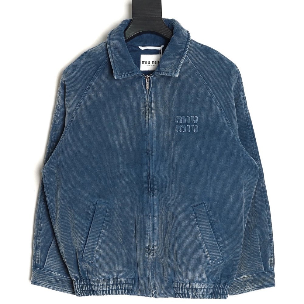 Miu Miu washed distressed corduroy cotton jacket,Miu Miu Jacket,Jacket,APPAREL