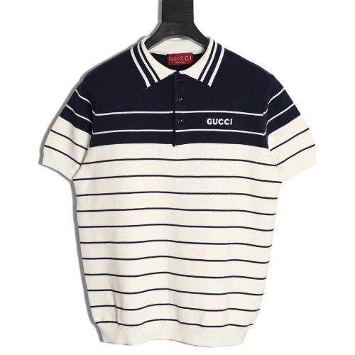 Gucci Striped ShortSleeve Knit Polo,Gucci Polo Shirt,Shirt,APPAREL