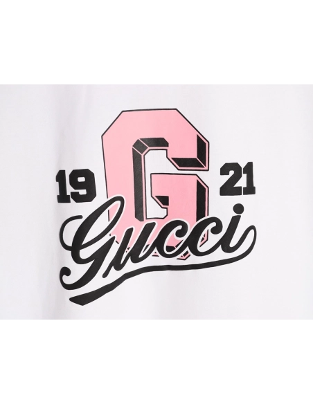 Gucci 1921 LetterPrint Logo ShortSleeve TShirt,Gucci T Shirt,Tshirt,APPAREL