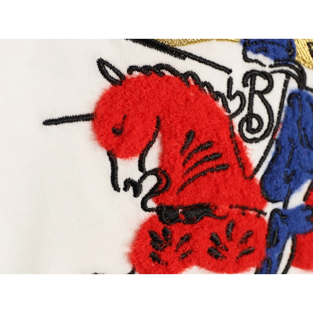 Burberry flocked warhorse embroidered knight shortsleeved Tshirt,Burberry T Shirt,Tshirt,APPAREL
