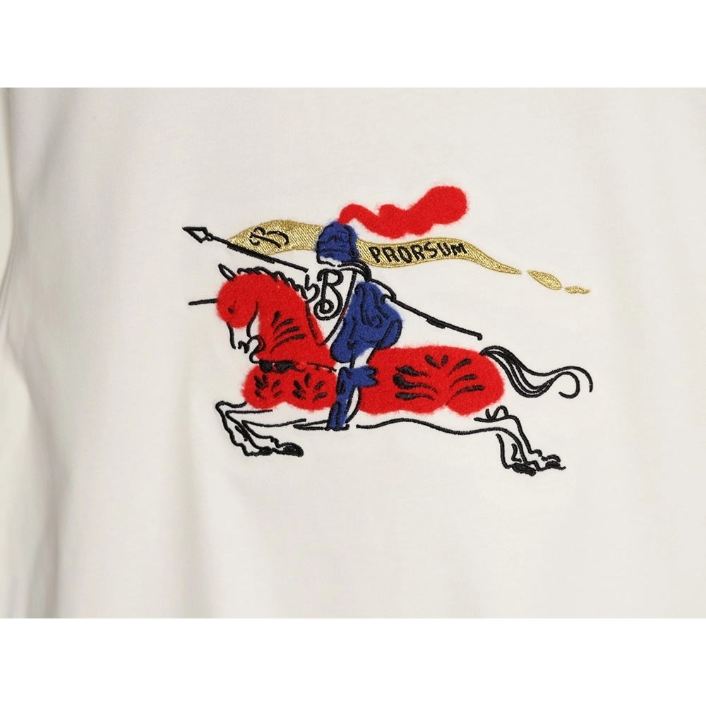 Burberry flocked warhorse embroidered knight shortsleeved Tshirt,Burberry T Shirt,Tshirt,APPAREL