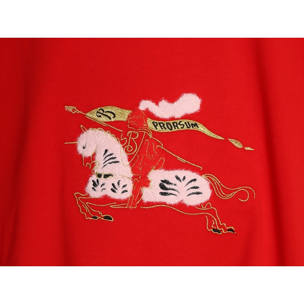 Burberry flocked warhorse embroidered knight shortsleeved Tshirt,Burberry T Shirt,Tshirt,APPAREL