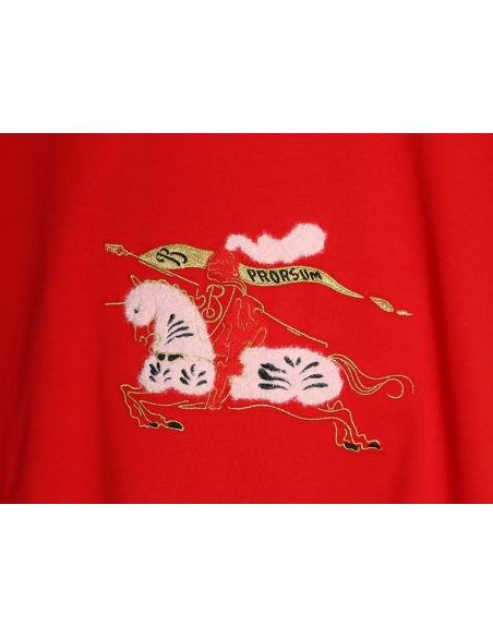 Burberry flocked warhorse embroidered knight shortsleeved Tshirt,Burberry T Shirt,Tshirt,APPAREL