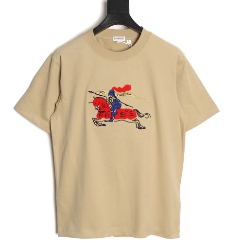 Burberry flocked warhorse embroidered knight shortsleeved Tshirt,Burberry T Shirt,Tshirt,APPAREL