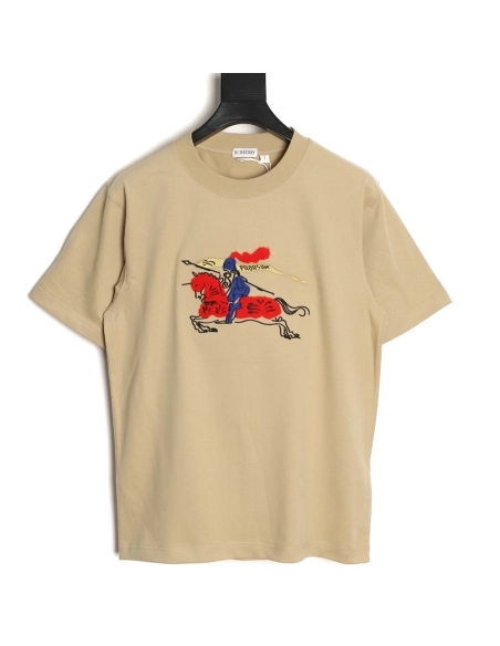 Burberry flocked warhorse embroidered knight shortsleeved Tshirt,Burberry T Shirt,Tshirt,APPAREL