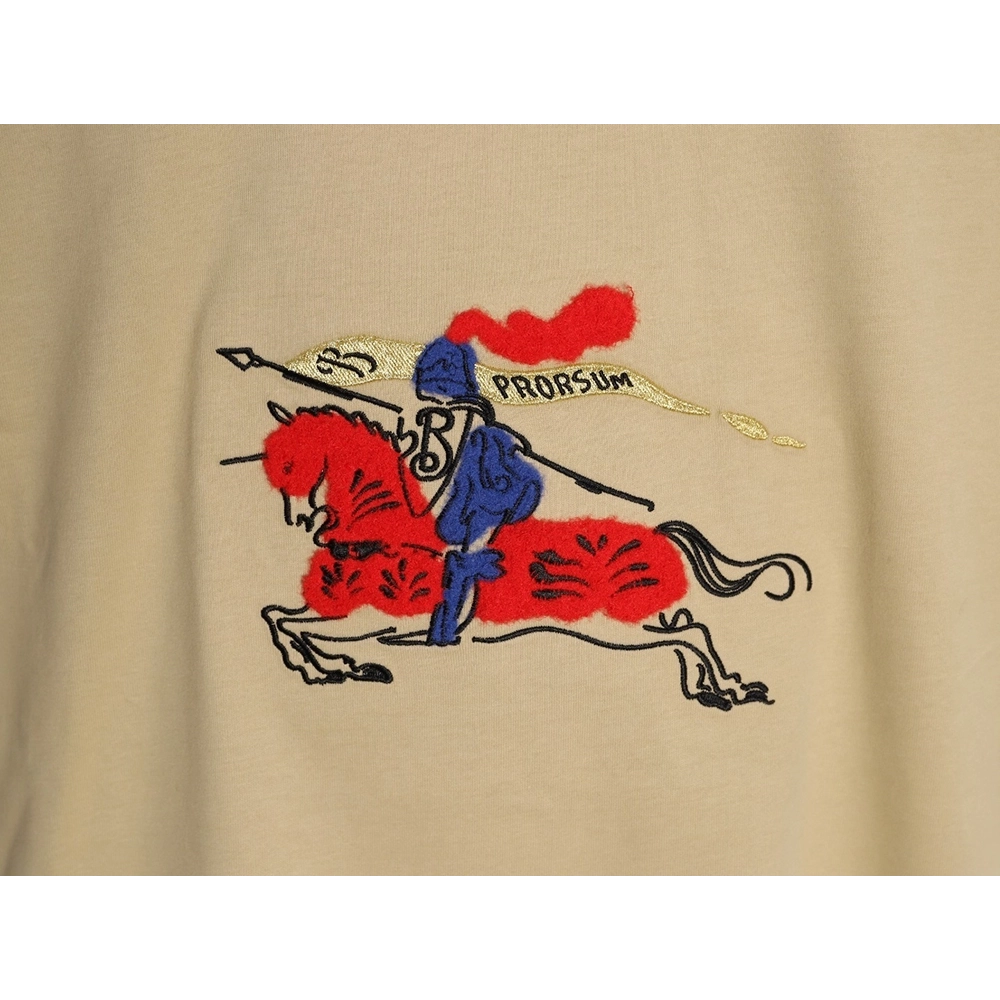 Burberry flocked warhorse embroidered knight shortsleeved Tshirt,Burberry T Shirt,Tshirt,APPAREL