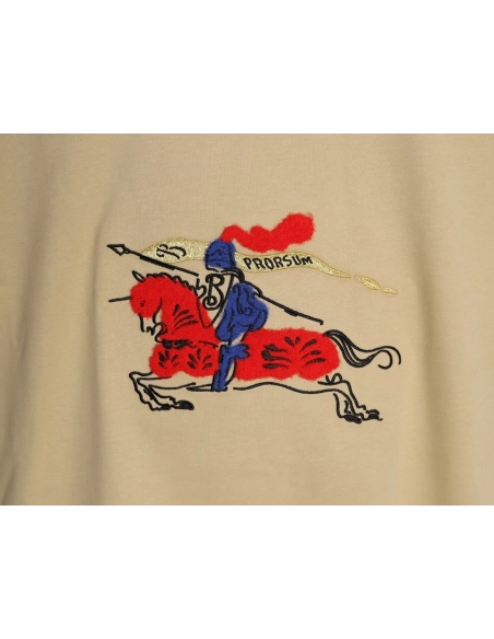 Burberry flocked warhorse embroidered knight shortsleeved Tshirt,Burberry T Shirt,Tshirt,APPAREL