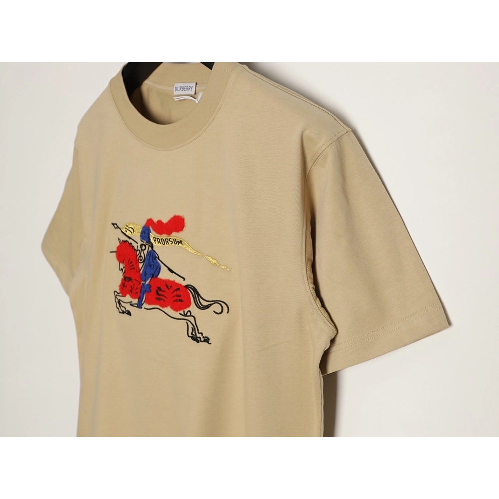 Burberry flocked warhorse embroidered knight shortsleeved Tshirt,Burberry T Shirt,Tshirt,APPAREL