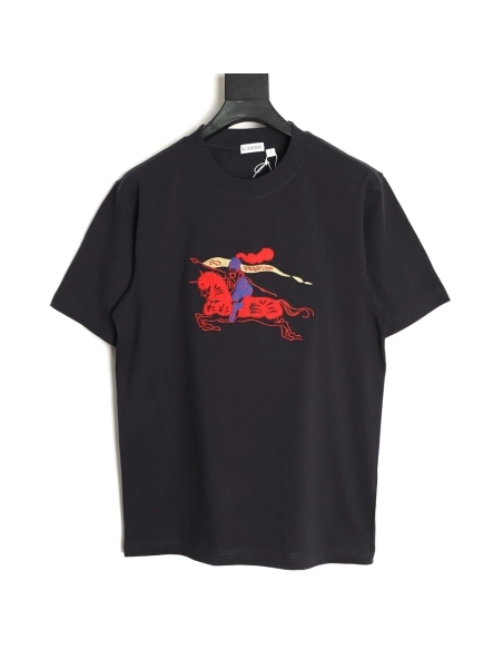 Burberry flocked warhorse embroidered knight shortsleeved Tshirt,Burberry T Shirt,Tshirt,APPAREL