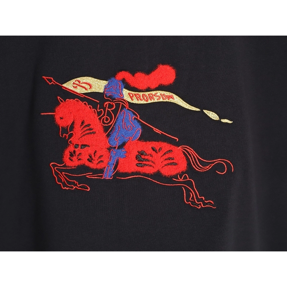 Burberry flocked warhorse embroidered knight shortsleeved Tshirt,Burberry T Shirt,Tshirt,APPAREL