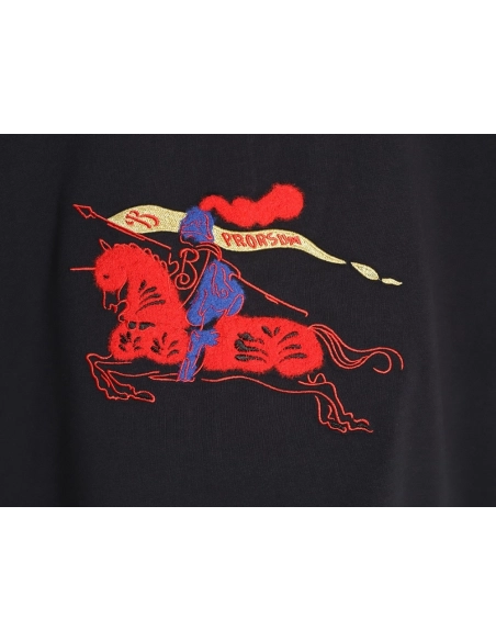 Burberry flocked warhorse embroidered knight shortsleeved Tshirt,Burberry T Shirt,Tshirt,APPAREL