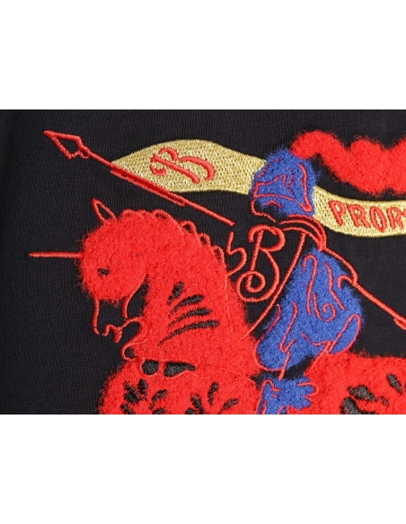 Burberry flocked warhorse embroidered knight shortsleeved Tshirt,Burberry T Shirt,Tshirt,APPAREL