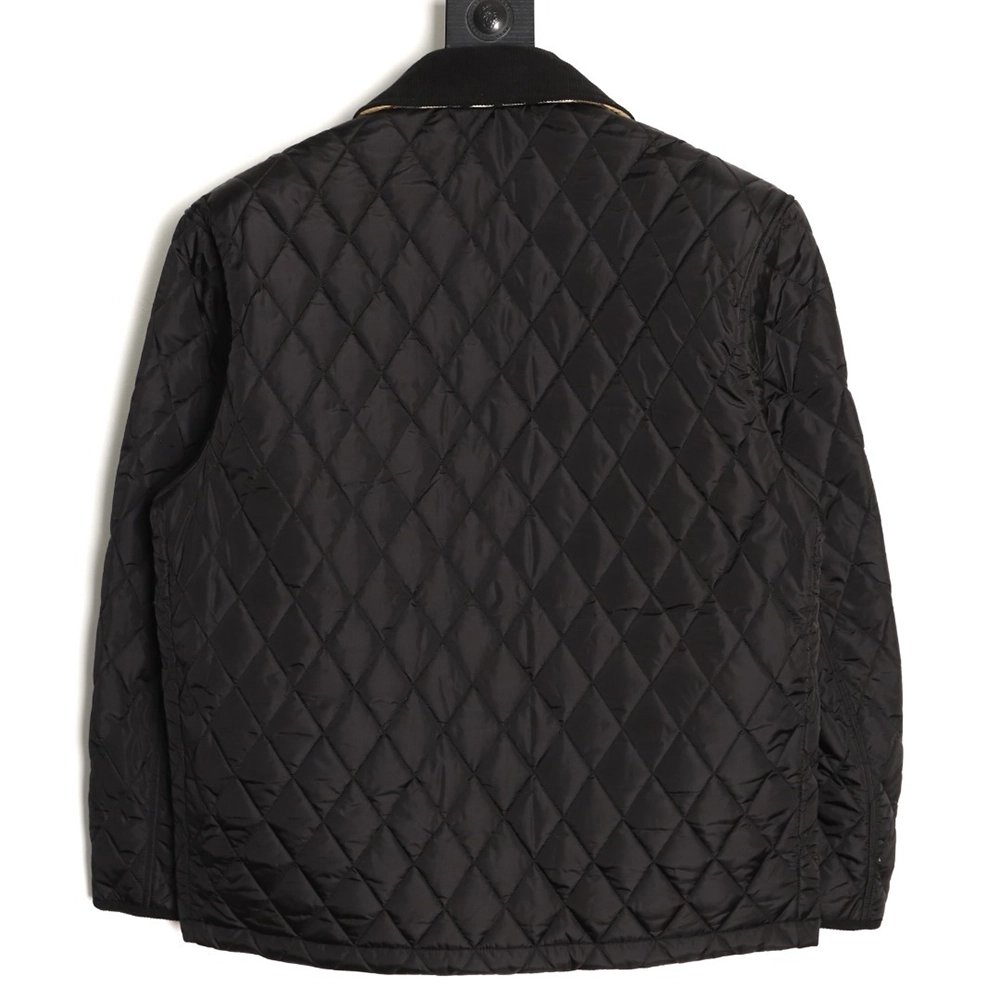 Burberry Corduroy Collar Pocket Quilted Check Cotton Jacket,Burberry Jacket,Jacket,APPAREL