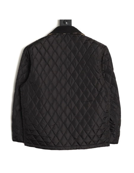Burberry Corduroy Collar Pocket Quilted Check Cotton Jacket,Burberry Jacket,Jacket,APPAREL